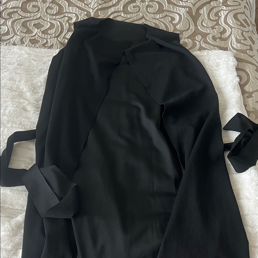 Long Black Wrap Vest